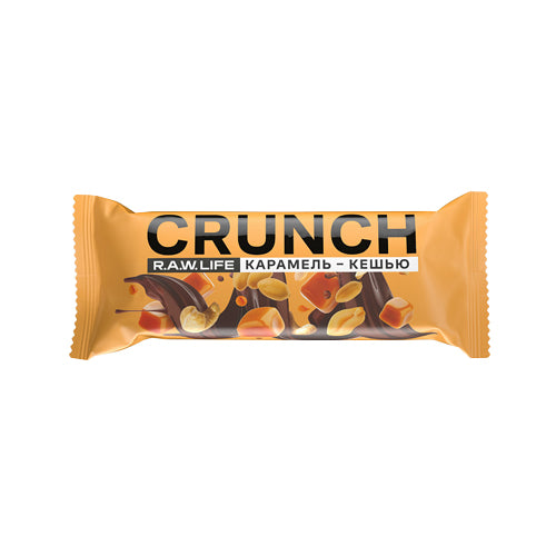 картинка Ореховый батончик "CRUNCH Choco. Карамель-Кешью". R.A.W. LIFE 40г – Prostor.ae