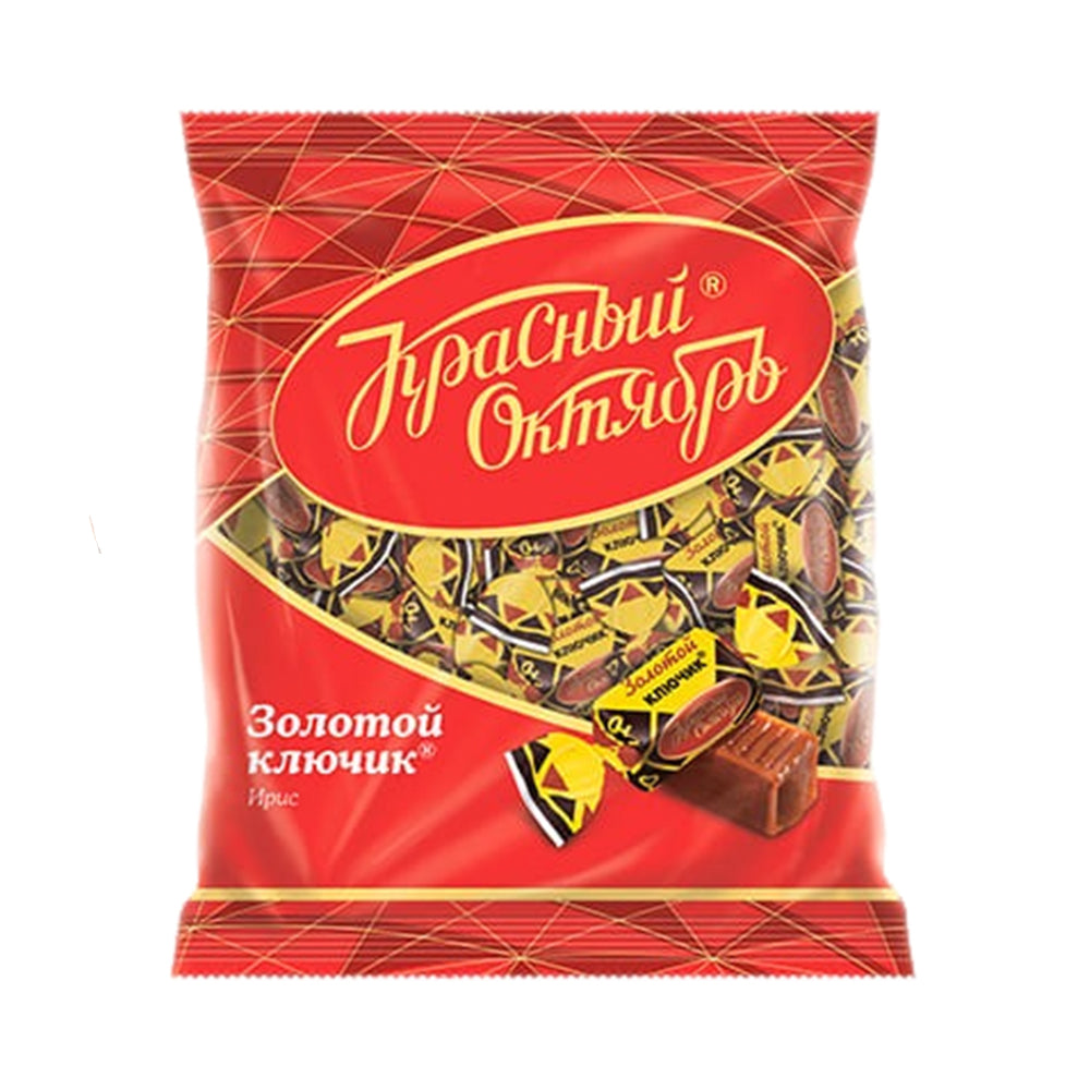 Candies toffee "Zolotoy klyuchik" with caramel-cream flavor Krasnyy Oktyabr 250g.