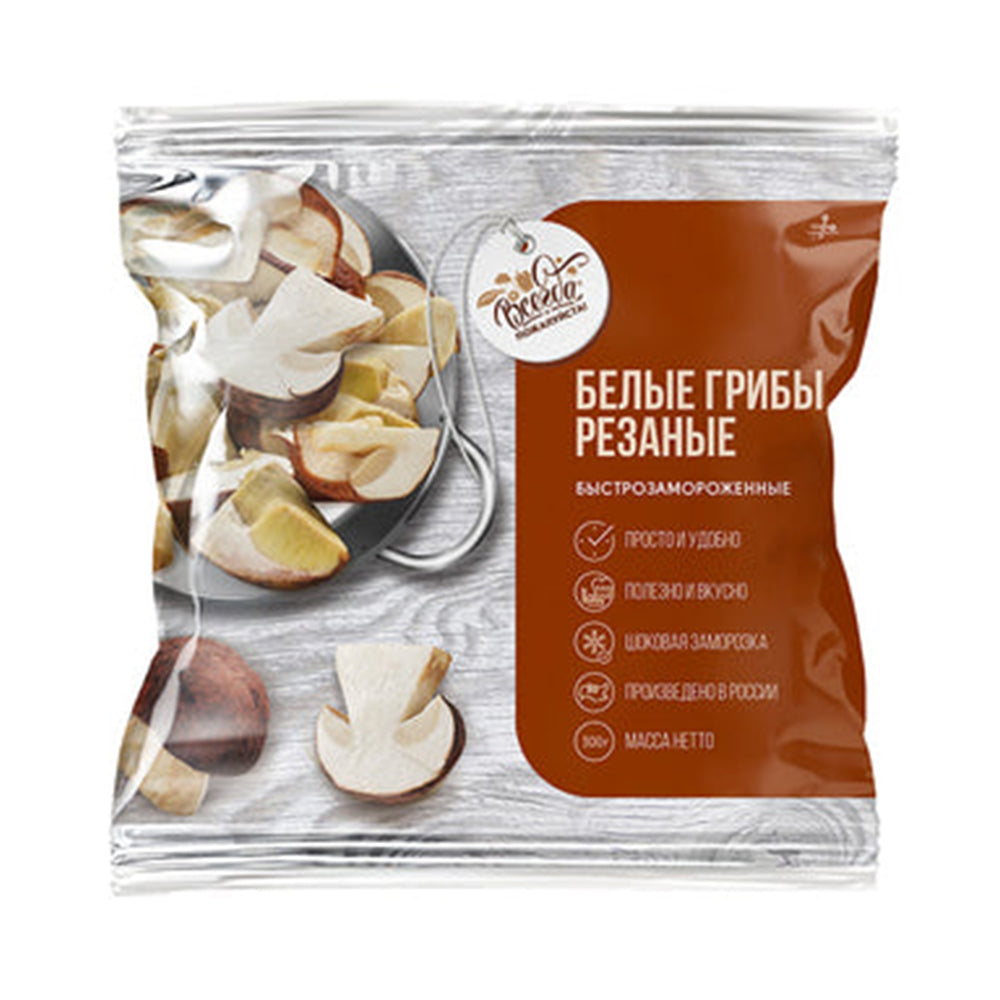 Quick-frozen sliced porcini mushrooms. 300 g, always welcome.