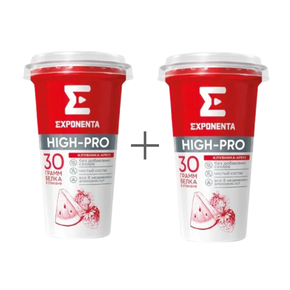 Напиток кисломолочный обезжиренный высокобелковый "Exponenta HIGH-PRO" со вкусом клубника-арбуз без сахара Exponenta (Беларусь) 2шт. по 250г.