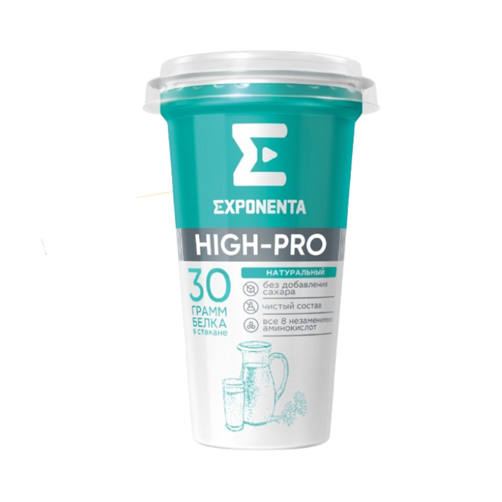 Fat-free fermented milk drink with high protein content "HIGH-PRO" sugar-free natural Exponenta (Belarus) 250g.