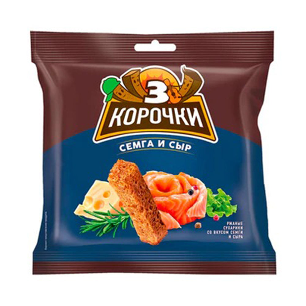 Сухарики «3 Корочки» со вкусом сёмги и сыра 40г.