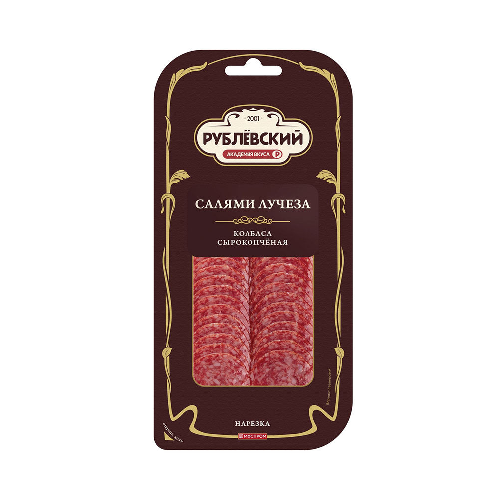 Колбаса сырокопченая «Лучеза» нарезка. Рублёвский 90 г