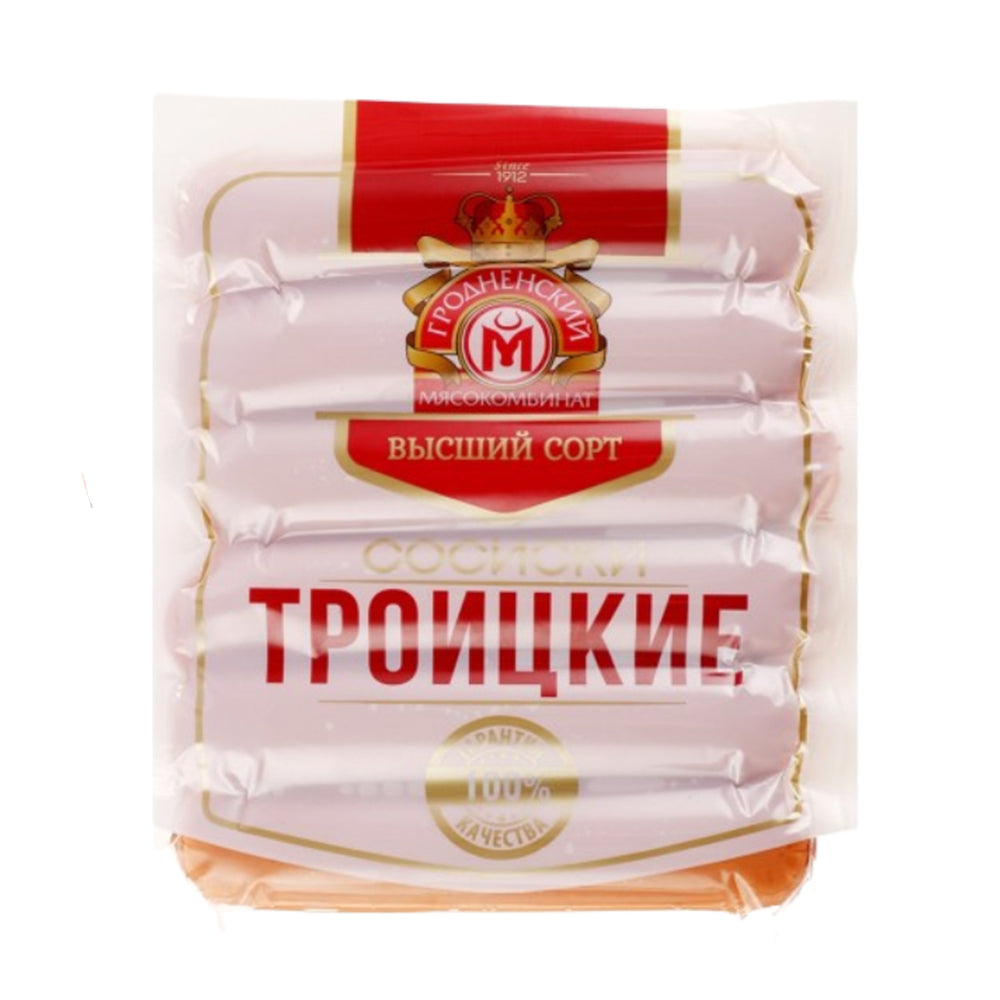 Сосиски "Троицкие" Высший сорт Гродненский мясокомбинат (Беларусь) 370г.