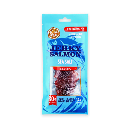 картинка Лосось вяленый чипсами с морской солью "Jerky". Wild Fish 30г – Prostor.ae