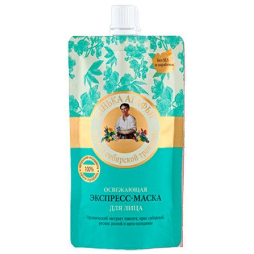 картинка Экспресс-маска для лица освежающая. Органический экстракт таволги, ирис сибирский, росник лесной и мята-холодяянка. "Банька Агафьи" 100мл – Prostor.ae
