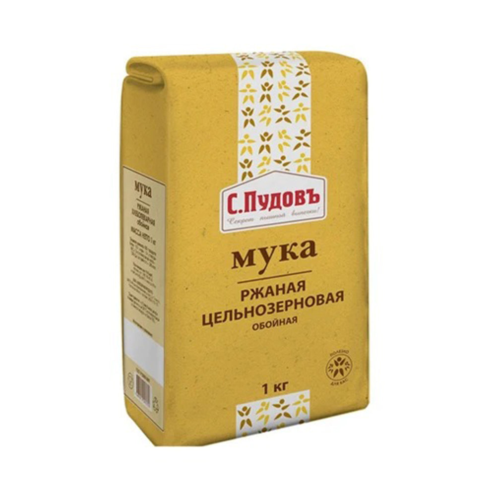 Мука ржаная цельнозерновая обойная С.Пудовъ 1кг.