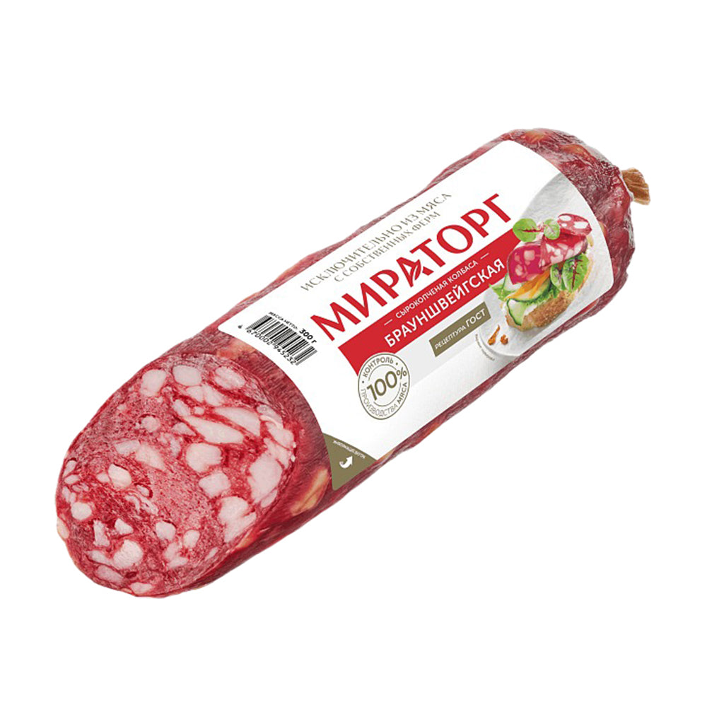 Sausage raw-smoked "Braunshveygskaya" GOST. Miratorg 300 g