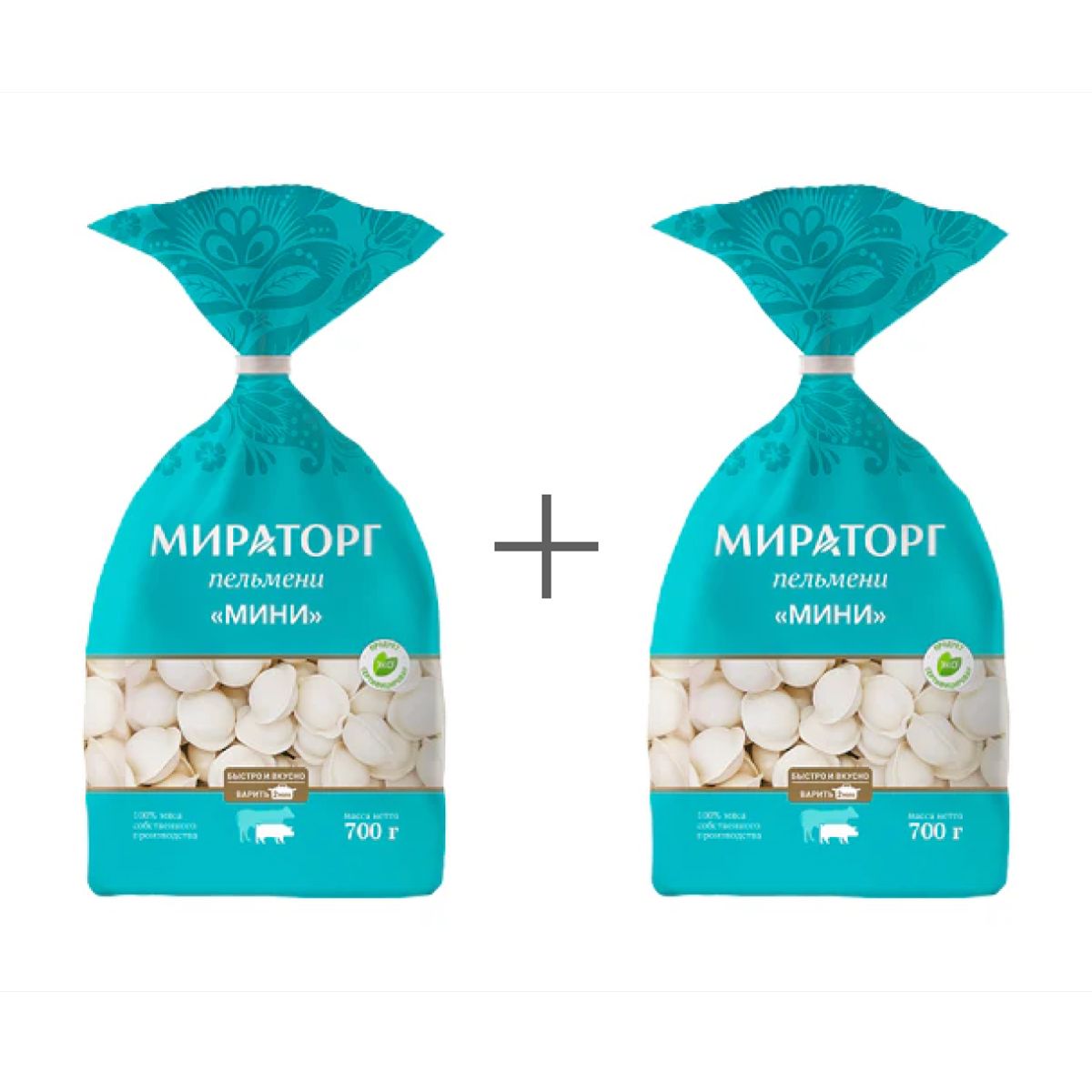 Пельмени "Мини" из мяса свинины, говядины. Мираторг 2 шт по 700 г