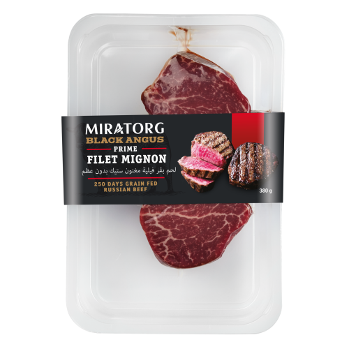 картинка Стейк Филе Миньон Black Angus Prime (из мраморной говядины замороженный) Халяль "Мираторг" (2шт) 380г – Prostor.ae