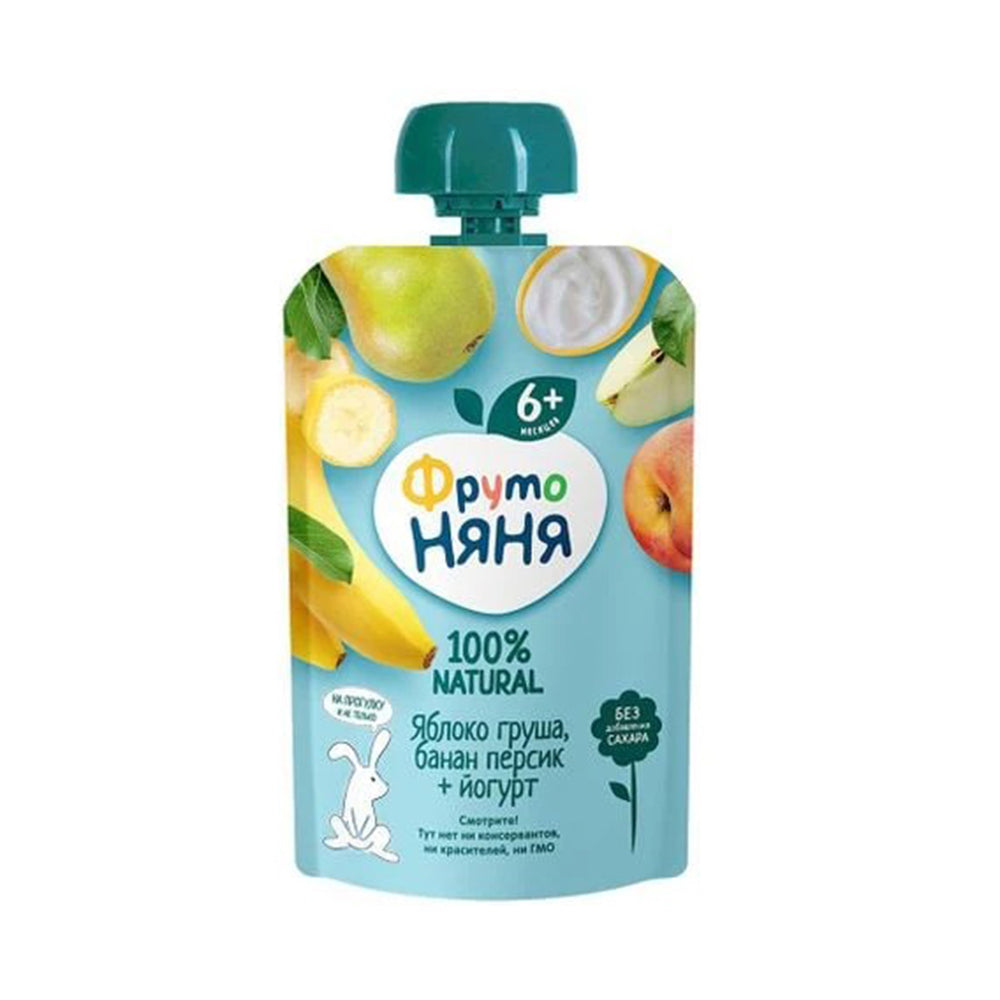 Puree apple/pear/banana/peach with yogurt from 6 months FrutoNyanya 90g