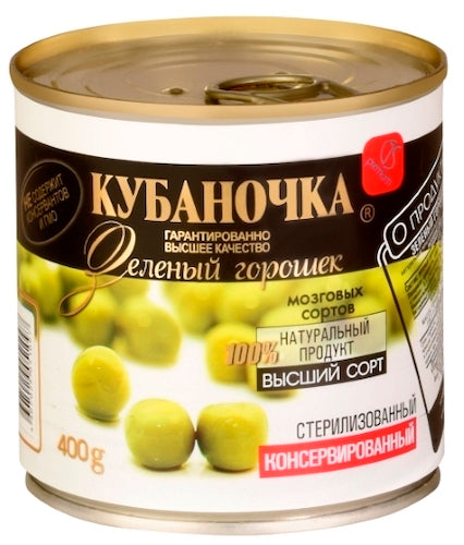 картинка Горошек зеленый, высший сорт "Кубаночка" 400г. – Prostor.ae