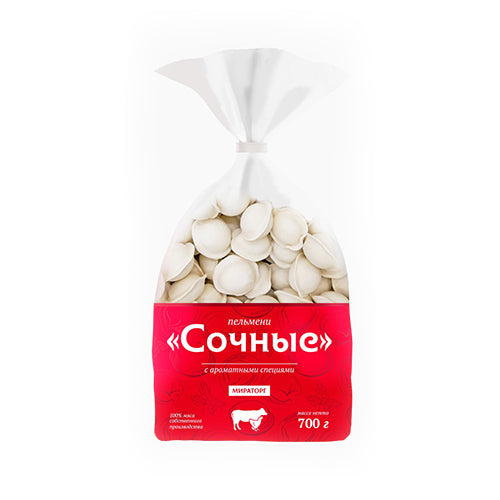 картинка Пельмени "Сочные" из мяса цыпленка и говядины с ароматом специй Халяль "Мираторг" 700г – Prostor.ae