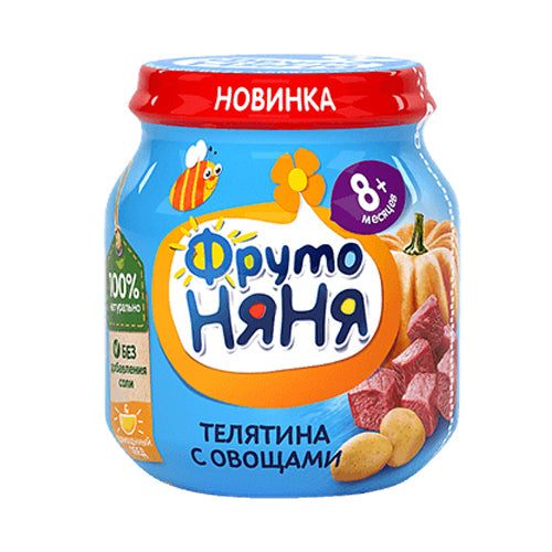 картинка Пюре мясное из телятины с овощами с 8 месяцев ФрутоНяня 100г – Prostor.ae