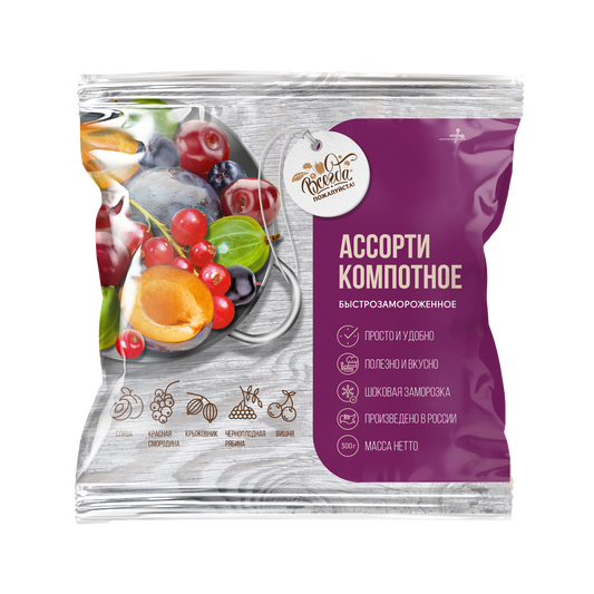 Компотное "Ассорти" быстрозамороженное без сахара. Всегда пожалуйста 300 г