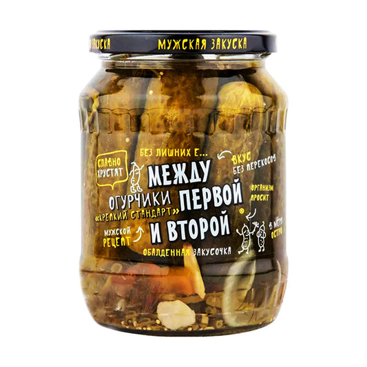 картинка Огурчики маринованные острые "Крепкий Стандарт" Между первой и второй 680г – Prostor.ae