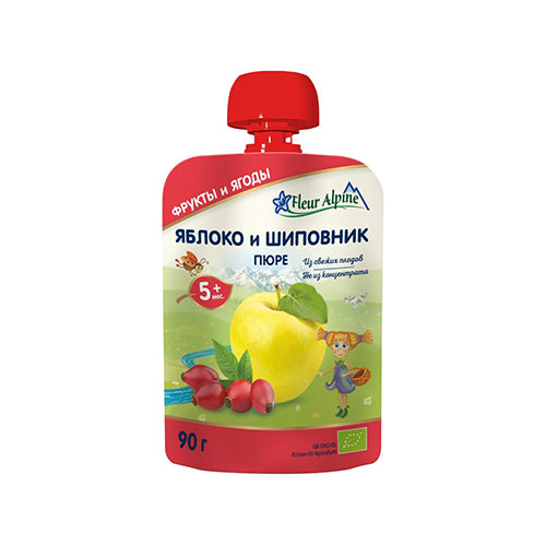 картинка Пюре детское "Яблоко и шиповник" с 5 месяцев "Fleur Alpine" 90г – Prostor.ae