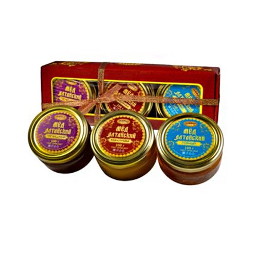 картинка Медовый набор «Три вкуса Алтайского мёда». Медовый край 300г – Prostor.ae