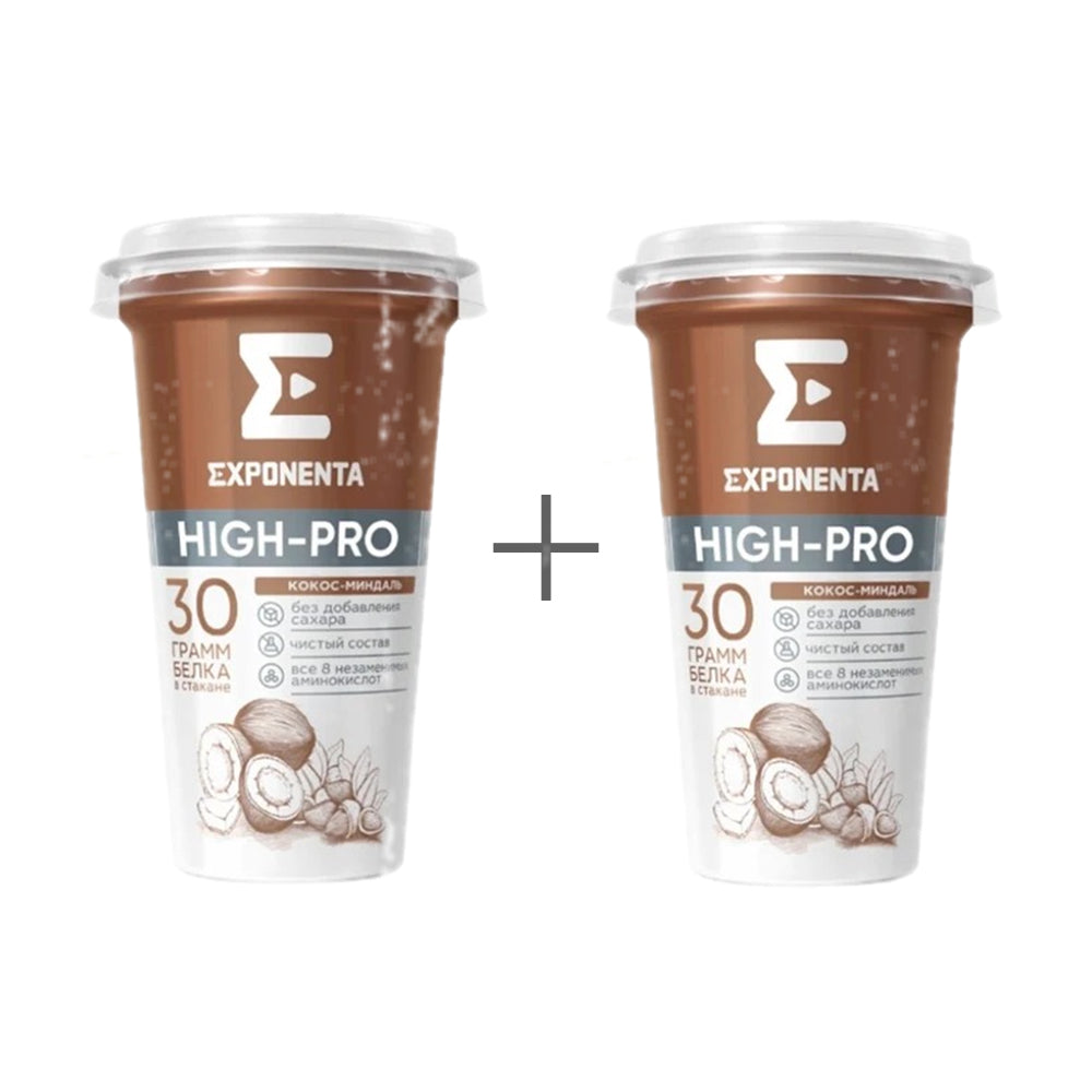 Напиток кисломолочный обезжиренный высокобелковый "Exponenta HIGH-PRO" со вкусом кокос-миндаль без сахара Exponenta (Беларусь) 2 шт. по 250г.
