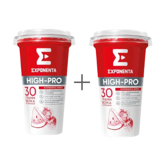 Напиток кисломолочный обезжиренный высокобелковый "Exponenta HIGH-PRO" со вкусом клубника-арбуз без сахара Exponenta (Беларусь) 2шт. по 250г.