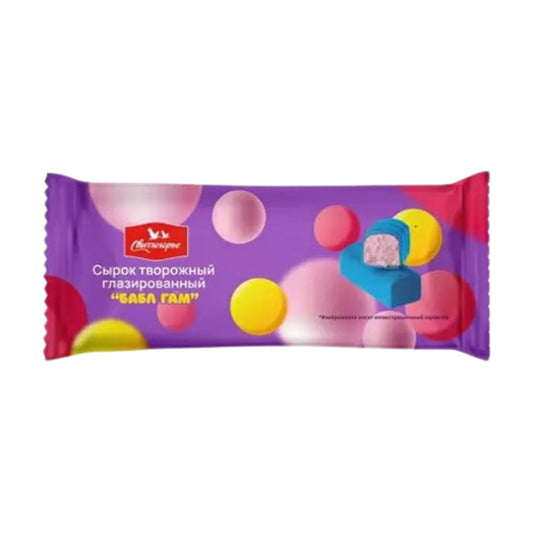 Glazed Curd Bar with "Bubble Gum" Flavor 16% Sweetlogorie 40g.