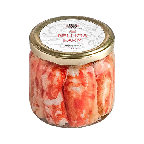 картинка Мясо камчатского краба натуральное в солевой заливке. Beluga Farm 390г – Prostor.ae
