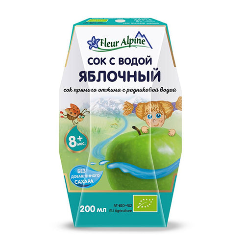 картинка Сок с водой "Яблочный" с 8 месяцев "Fleur Alpine" 200мл – Prostor.ae