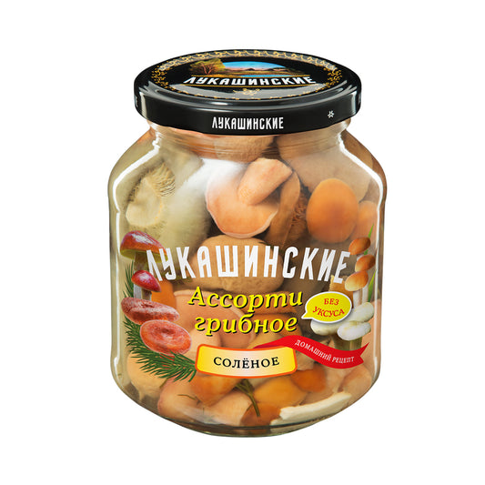 Ассорти грибное солёное (без уксуса). Лукашинские 340 г