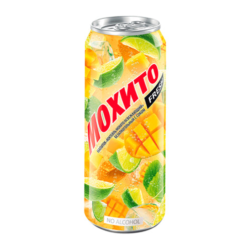 картинка Напиток-коктейль газированный "Мохито Fresh Манго" безалкогольный. Очаково 330мл – Prostor.ae