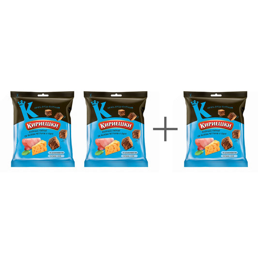 Сухарики ржаные "Кириешки" со вкусом ветчины и сыра 3 шт. по 40 г