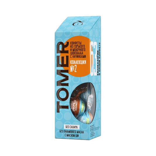 Assortment of chocolate candies with filling "Collection No. 2" without added sugar. Tomer 100 g