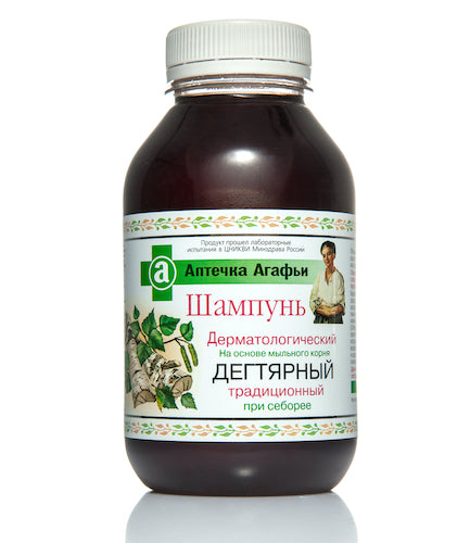 картинка Шампунь дерматологический. При себорее. На основе мыльного корня. Дегтярный. &quot;Аптечка Агафьи&quot; 300мл – Prostor.ae