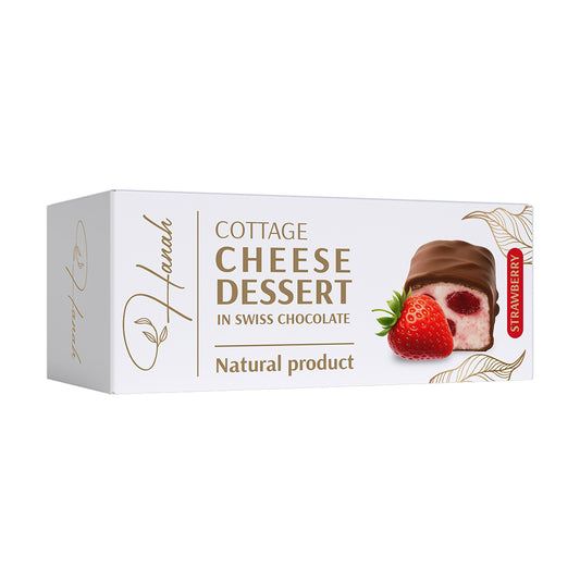 Natural curd cheese with coconut nectar and strawberry flavor, glazed in Swiss chocolate (without adding white sugar and preservatives) "Hanah chocolate" 50g
