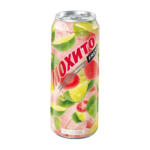 картинка Напиток-коктейль газированный &quot;Мохито Fresh Клубничный&quot; безалкогольный. Очаково 450мл – Prostor.ae