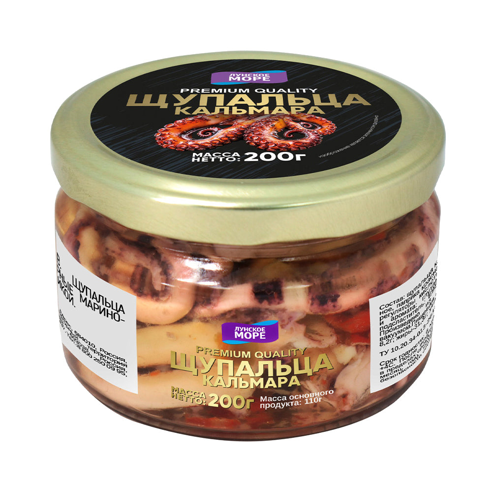 Щупальца кальмара в масле с копченой паприкой "Премиум". Лунское море 200 г