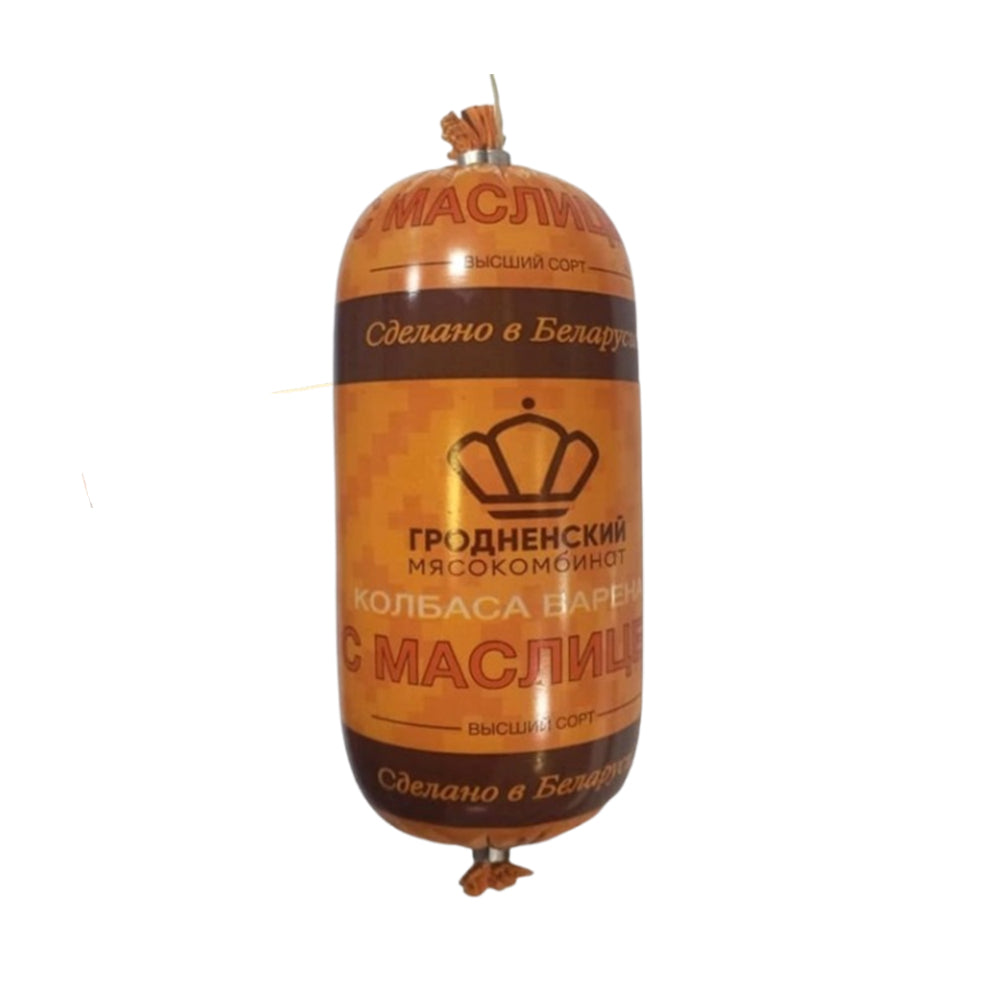 Boiled sausage "With butter" Premium quality Grodnenskiy myasokombinat (Belarus) 400g.