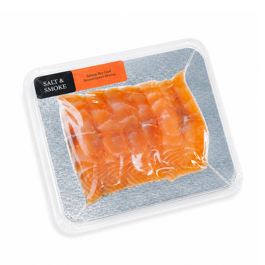Dry-cured salmon (sliced), loose, vacuum-packed (UAE) ≈100g.