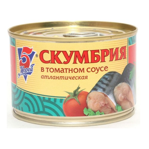 картинка Скумбрия атлантическая в томатном соусе "5 Морей" 250г – Prostor.ae