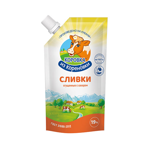 картинка Сливки сгущенные с сахаром 19% жирности ГОСТ "Коровка из Кореновки" 270г – Prostor.ae