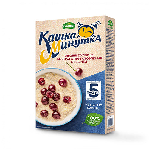 картинка Овсяные хлопья быстрого приготовления с вишней Кашка Минутка 185г – Prostor.ae