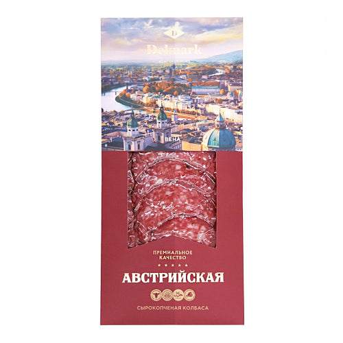 картинка Колбаса сырокопченая "Австрийская" в нарезке. Delmark (Узбекистан) 100г – Prostor.ae