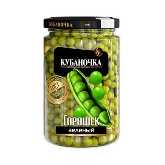 Горошек зеленый. Высший сорт. Кубаночка 370 г