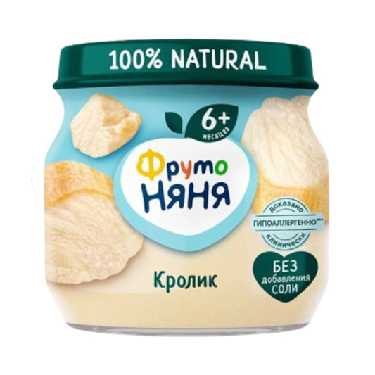 Пюре мясное из кролика (без соли, консервантов и красителей) с 6 месяцев ФрутоНяня 80г.