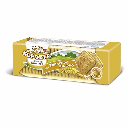 картинка Печенье сахарное "Коровка" со вкусом топлёного молока РотФронт 375г. – Prostor.ae