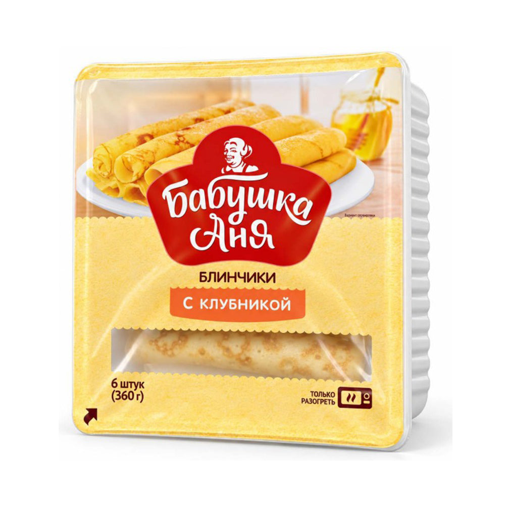 Pancakes with strawberry filling (frozen) "Babushka Anya" (6 pcs.) 360g.
