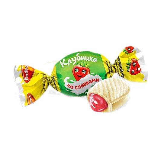 Конфеты карамель "Клубника со сливками" РотФронт 250г.