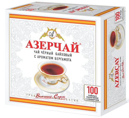картинка Чай черный байховый с ароматом бергамота в пакетиках "Азерчай" (Азербайджан) 200г. (100х2г.) – Prostor.ae