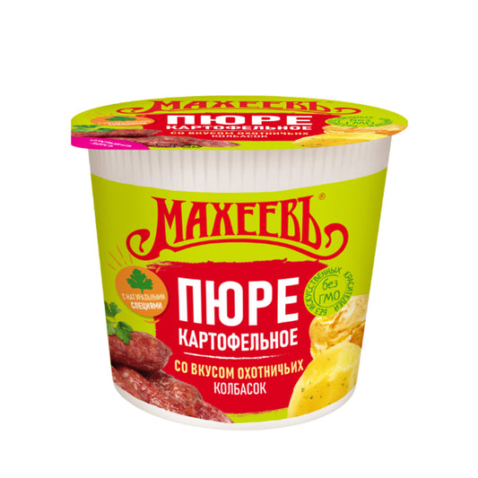 Картофельное пюре быстрого приготовления со вкусом охотничьих колбасок. Махеевъ 40 г