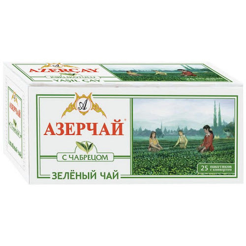 картинка Чай зеленый с чабрецом в пакетиках "Азерчай" (Азербайджан) 50г. (25х2г.) – Prostor.ae