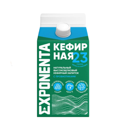 Напиток кефирный обезжиренный высокобелковый с пробиотиками "Exponenta" без сахара натуральный Exponenta (Беларусь) 450г.